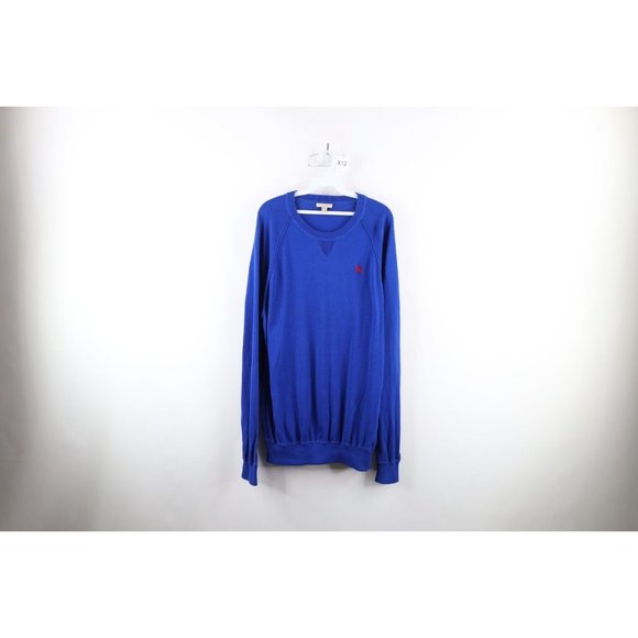 Burberry Brit Mens Size 2XL XXL Lightweight Cotton Knit Crewneck Sweater Blue